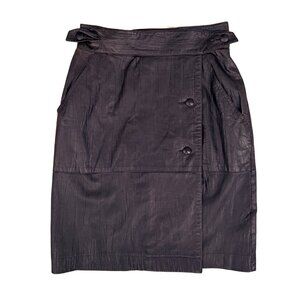 Issey Miyake Dark Brown Leather Wrap Skirt Late 80s - Authentic